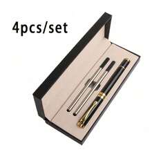 4pcs/Set Luxury Metal Ballpoint Pens, Business Signature Writing Pens, Suitable For Office And Daily Use, Classic Design, 0.5mm Black Ink, Smooth Writing. Ideal Choice For Business Gifts And Holiday Presents. Perfect For Graduation And Back To School Season - A - View 3