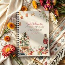 1pc A5 Holiday Planner Notebook, Spiral Xmas Organizer For Gift Tracking & Party Prep, Nutcracker & Gingerbread Print, Journal - A5 - View 4