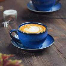 Classic Ceramic 2pcs Coffee Cup & Saucer Set, Vintage Color Series, Suitable For Home Or Cafe, Dishwasher, Microwave, Oven, Refrigerator - Multicolor - View 6