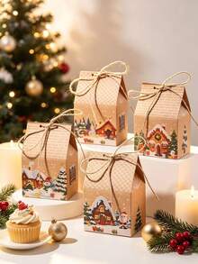 12pcs/24pcs/48pcs/ Christmas Party Gift Candy Cookie Paper Boxes Christmas Atmosphere Decoration Christmas House Boxes - View 17
