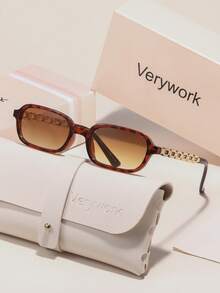 Verywork1 Women's Rectangular Fashion Brand Design Sunglasses, Comes With Storage Case And Cleaning Cloth, Suitable For Daily Commute, Beach Vacation, Street Photography, Travel, Outdoor Activities And More. - Multicolor - View 9