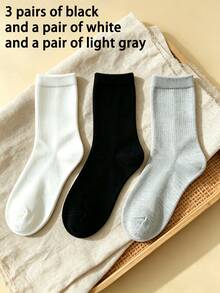 1/3/5/10 Pairs Men's Solid Color Minimalist Mid-Calf Socks, Comfortable Breathable Casual Versatile Interesting Christmas Gift Socks - Multicolor - View 38