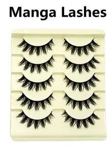Manga Style Natural Long Cosplay Makeup Cross Big Eye Eyelashes Cat Eye Eyelashes Full Strip False Eyelashes - Multicolor - View 3