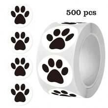 500pcs/Roll Cat Paw Labels, Holiday Teacher Reward Decorative Stickers, Motivational Stickers, Happy Smiling Face Handmade Sealing Stickers, Gift Self-Adhesive Sealing Stickers - Multicolor - View 1