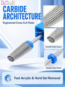 DeDryDS 1件 鎢鋼 5合1 美甲鑽頭，3/32 英吋（約 1.9cm）柄徑 - 美甲增強、鑽頭配件、丙烯酸或硬膠去除 (M) - 彩色 - 查看 3