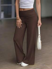 Women's Spring/Summer High Waist Yoga Casual Soft Elastic Sports Pants - Brown - View 9