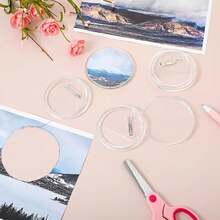 20pcs DIY Badge Set, Transparent Acrylic Material, Button Pins, Flip-Cover Button Badges, School Name Display Frames, Custom/Photo Buttons, DIY Holiday Decoration Materials, Mini Clothing Transparent Pins - Multi-color - View 5