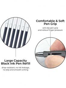 21 PCS High-Capacity Gel Pen Set, 0.5mm Fine Point, Includes 3 Pens + 18 Refills, Black Ink, Ballpoint, Comfortable Grip, Quick-Drying, Smooth Writing - Multicolor - View 7