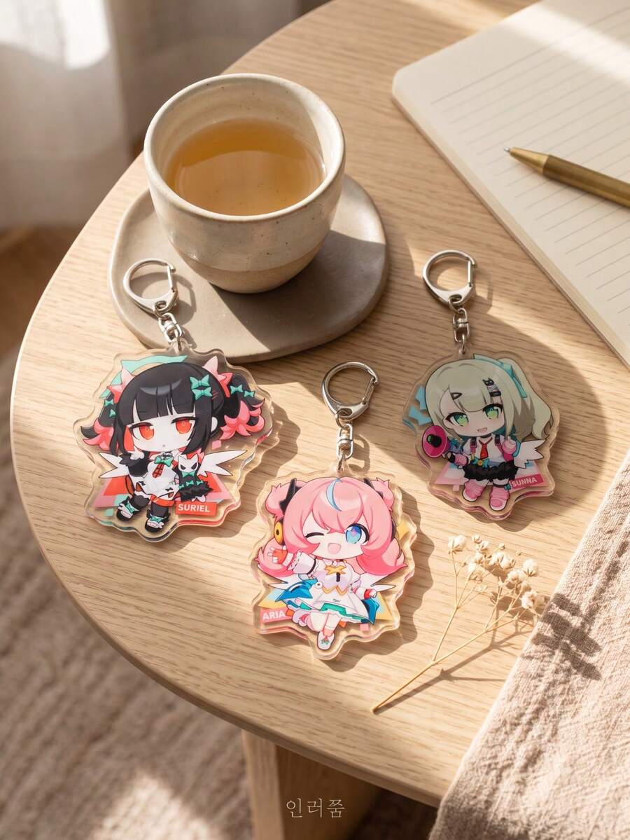1pc/3pcs Kawaii Chibi Anime Girls Aesthetic Acrylic Keychains, Cute Q-Version 2D Idol Girl Series Irregular Pattern Pendant, Backpack And Car Key Accessory, 2D Cute Culture, Virtual Idol Aesthetic And Q-Version Anime Girl Enthusiast Gift - Multicolor - View 1