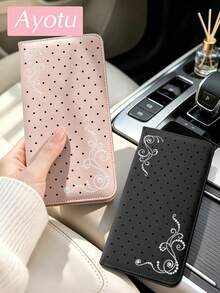 Pink Flower Print & Lily Car Registration & Insurance Document Holder – Vehicle Glove Box Organizer, Auto & Truck Storage Accessory, Ideal For Storing Important Papers, Driver Licenses, Passports, Cards, Small Auto Accessories And Other Documents. - Multicolor - View 2