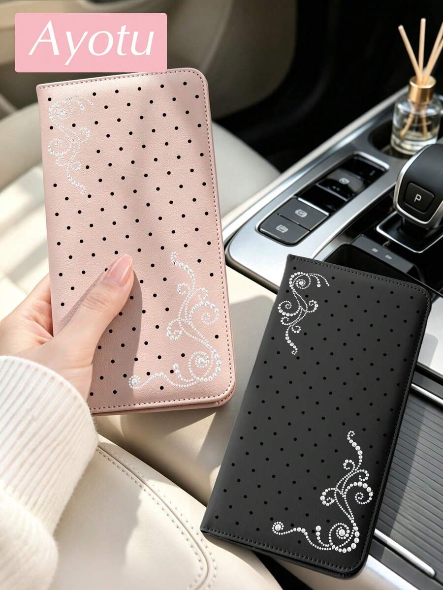 Pink Flower Print & Lily Car Registration & Insurance Document Holder – Vehicle Glove Box Organizer, Auto & Truck Storage Accessory, Ideal For Storing Important Papers, Driver Licenses, Passports, Cards, Small Auto Accessories And Other Documents.