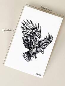 Herbal Juice Semi-Permanent Magic Tattoo Sticker, Personalized Bold Eagle Design, Long-Lasting 14 Days, No Fading, Non-Reflective, Temporary Tattoo For Arm, Chest, Waist, Abdomen, Body, 1pc/Pack - Blue - View 7