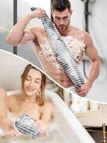 1pc African Style Frosted Mesh Bath Towel Set, Long Bath Sponge, Back Exfoliating Scrub Cloth, Suitable For Cleaning Back Skin During Bathing, Unisex - Multicolor - View 7