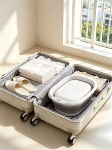 4/2/1pc Foot Bath Basin, Portable Foot Spa Basin, Plastic Foot Soaking Tub, Foldable Bathtub, Laundry Tub, Laundry Basket, Dish Basin, Space-Saving Storage Container, Portable Folding Silicone Basin, Foldable Wash Basin, Travel Portable Foot - Grey - View 9