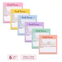 6-Color Book Review Sticky Note Set, 50 Sheets Per Book Total 300 Sheets, 7.5*7.5cm Self-Adhesive Reading Tracker Sticky Notes, Suitable For Reading Notes, Study Organization And Bookworm Gifts - one-size - View 8