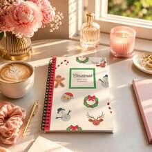 1Pc A5 Christmas Gift List Planner Spiral Notebook, Notepad, Multi Xmas Symbols Print, Adult Holiday Organizer - A5 - View 3