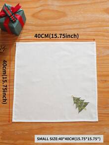 1pc/2pcs/4pcs 100% Polyester Christmas Tree Embroidered Cloth Napkin, White Square Dinner Napkin With Gold Star Embroidery, Holiday Table Decor For Christmas Party Home Dining - Multicolor - View 2