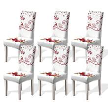 1/2/4/6pcs Christmas Print Chair Covers, Cartoon Holiday Atmosphere Decor, Dust-Proof Elastic Full-Coverage Chair Covers - Multicolor - View 26