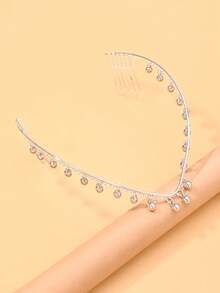 STONEFANS 1pc New V-Shaped Back-Hanging Elegant Sweet Bridal Wedding Updo Pearl Headpiece For Evening Party - Multicolor - View 6