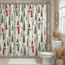 1pc/4pcs Tall Long Scarf Snowman Vertical Pine Tree Pattern Multifunctional Bathroom Decor Shower Curtain Set, Free 12 Hooks, Premium Holiday Atmosphere, Bathroom Mat, U-Shaped Rug And Round Toilet Lid Cover, Suitable For All Scenes Decoration Bathroom Set - Tall Scarf Snowman Vertical Pine Tree - View 12