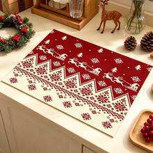 1pc Dish Drying Mat, Coffee Machine Mat, Christmas Reindeer Sleigh Pattern Dish Drying Mat, Kitchen Dish Drainer Mat, Protect Tabletop, Suitable For Home Kitchen, Christmas Holiday Atmosphere Decor Mat, Multi-Purpose Drying Mat, Home Gift, Tabletop Decoration - XYLSD-1154 - View 6
