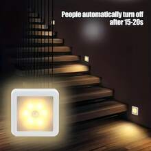 Smart Motion Sensor LED Night Light, 3AAA Battery Operated Wireless Closet Lights, Stick-On Auto On Off Cabinet Lights With 20s Delay, Eye-Friendly Nightlights For Stair, Hallway, Bedroom, Kitchen, Easy Install, No Wiring - white light - View 3