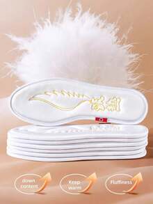 Winter Down-Insulated Insoles, Soft Bottom For Comfort And Thickened Design. Made Of Genuine Down Material. Winter Cold Protection Shoe Accessory. - White - View 2