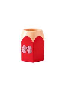 A Hexagonal Desktop Organizer Featuring A 3D Bow And Cream-Style Decorative Accents; Suitable For Stationery, Makeup, And Cosmetic Brushes. Desktop Storage Tool For Home, Study, And Office Scenes, Creative Desktop Ornament, Practical Gift For Back-To-School Stationery And Christmas, New Year Exchanges. - Multicolor - View 14