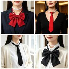 Pre Tied Necktie And Bow Tie Set Solid Color JK College Style Adjustable Neck Tie Bow For Men Women Shirt Matching School Uniform Accessories - Multicolor - View 8