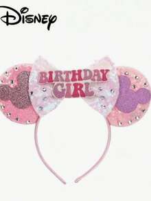 1pc Disney Party Unique Design Headband, Headband, Mickey, Minnie Ears Sequin Bow Headpiece, Stage Performance Costume Hair Accessory Birthday Party Theme Mickey Hair Accessory Headband, Suitable For Holiday Party Wear As The Best Choice For Family, Friends, Parents, Girls And Women - Multicolor - View 3