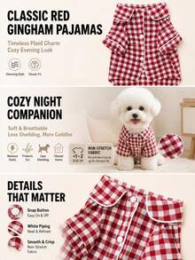 Red And White Plaid Lightweight Breathable Comfortable Pet Home Wear, Suitable For Small Dogs Year-Round (Non-Stretch Fabric, Recommend Buying 1-2 Sizes Larger; Medium And Large Dogs Please Choose Carefully) - Red - View 3