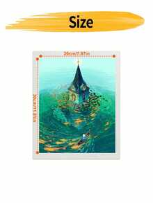 DIY Sunken Church With Koi Fish (Frameless Or Framed 8x12 / 16x20 Inches) Paint By Numbers Kit(Acrylic) Arts & Crafts For Adult Beginners, Home Wall Decor, And Holiday Gifts - Sets - View 8
