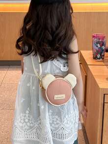 Children's Fashion Crossbody Bag, Cute, Gentle, Fresh, Minimalist Round Bag - Pink - View 5