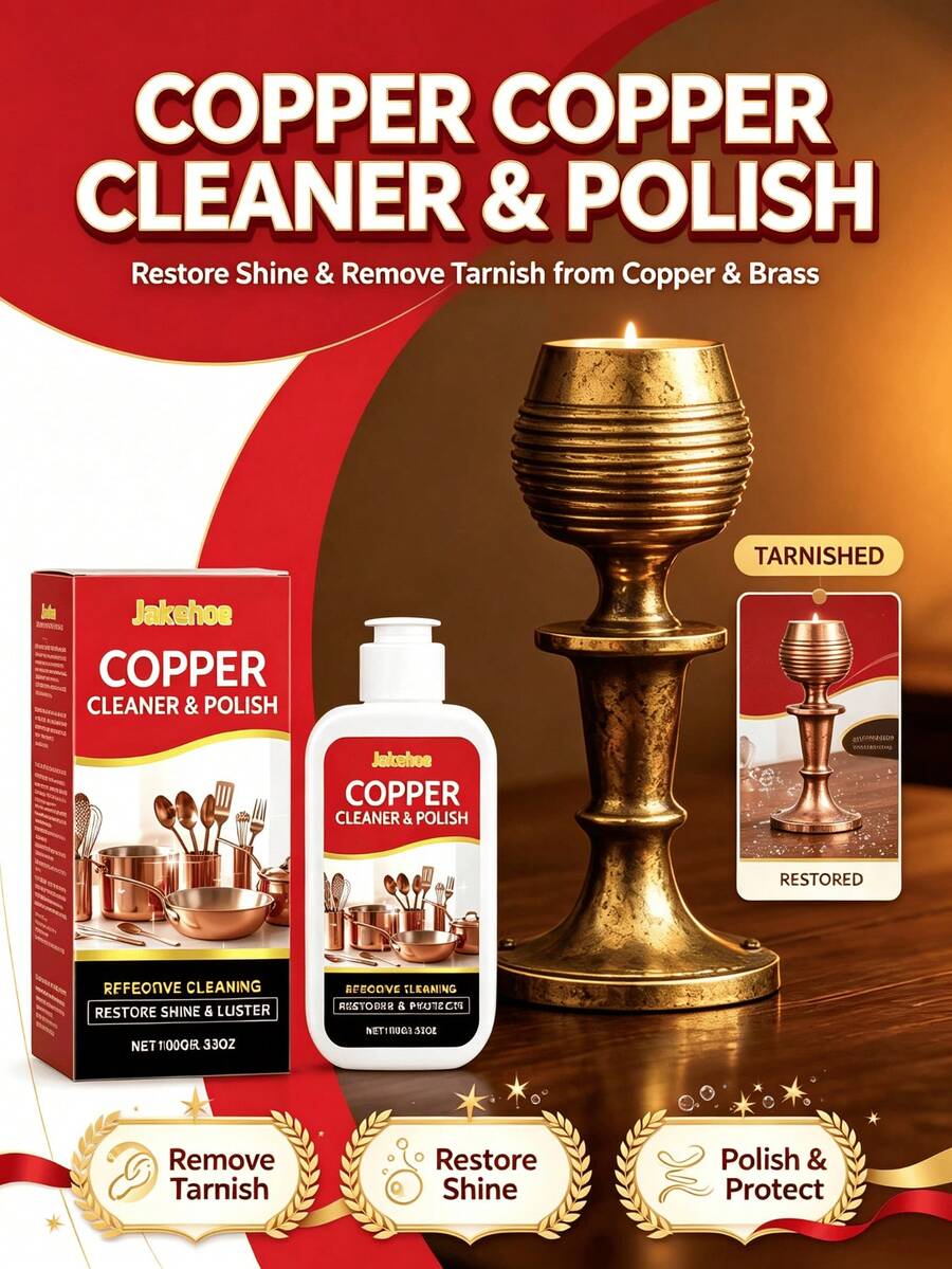 Copper Cleaner & Polishing Agent, Copper Pot & Copper Utensil Oxidation Remover, Gentle Metal Luster Cleaning Solution