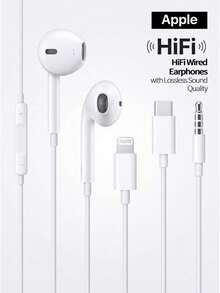 Apple EarPods, earphone berkabel dengan berbagai pilihan antarmuka: USB-C/Lightning/3.5mm. Kompatibel dengan iPhone/Android/Tablet/PC. Kontrol terintegrasi dengan mikrofon. Desain semi-in-ear. - View 1