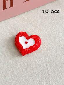 10pcs Cream Pleated Heart Resin Beads, Top And Bottom Hole Loose Beads, DIY Bracelet Phone Chain, Resin Forged Handmade Accessories - Love - View 12