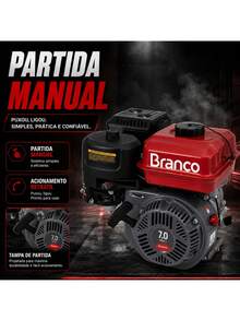 Motor a Gasolina Estacionário Branco B4T-7.0L 7CV 212cc 4 Tempos Eixo 3/4 Chavetado Partida Manual - Vermelho - Visão 4