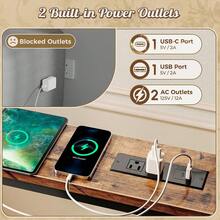 1 Pieza Mesa de Sofá Estrecha con 2 Tomas de Corriente y Puerto USB-C, longitud ajustable de 219.9-279.9 cm, Mesa Consola Larga de Entrada, incluye kit antivuelco para mayor estabilidad, mueble funcional para almacenamiento, pieza versátil para Sala de Estar en espacios interiores del hogar. - Marrón - Ver 9