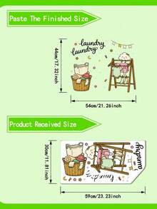 1pc 11.81x23.23 Inch Cartoon Laundry Room Cute Clothing Cloud Wall Sticker, With English Text "Lary", Can Be Applied To Laundry Basket And Drying Rack, Self-Adhesive, Removable Decorative Sticker, Suitable For Balcony, Laundry Room, Warm And Playful Children's Decoration, Campus Decoration - one-size - View 2