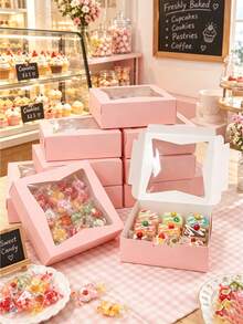 2pcs/5pcs/10pcs/15pcs Solid White Gift Boxes With Star & Scalloped Clear Window, Easy‑Assemble Tuck‑Top Foldable Paper Cases For Holiday Party, Candy & Handmade Treats Storage - 8825 - View 4