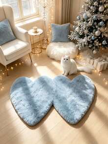 1 buah Karpet Berbentuk Hati Berwarna Biru Muda Berbulu Halus, Karpet Mewah yang Lucu, Karpet Dekoratif, Dekorasi Kamar Tidur, Dekorasi Rumah, Karpet Luar Ruangan, Karpet yang Dapat Dicuci, Hadiah Natal - Baby Blue - View 2