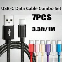 5pcs USB-C Nylon Braided Fast Charging Data Cable, Multiple Specifications Available, Compatible With Apple, Pixel And Android Devices - Multicolor - View 2