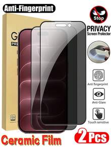2 Packs Privacy Screen Protector Compatible With Iphone 18 Pro Max (6.9-Inch): Full-Coverage, Anti-Spy, Anti-Glare, Flexible Ceramic Film; Fingerprint-Resistant And Case-Friendly. Compatible Models Include: 18 Pro / 17 Pro Max / 17 Air / 16 Pro Max / 16 Pro / 16 Plus / 16 / 15 Pro Max / 14 Pro Max / 13 Mini / 12 / 11 / XS Max / XR / 8+ / 7 Plus. - Black - View 1