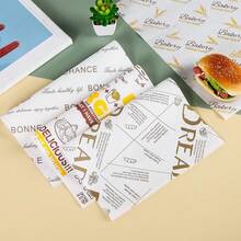 50pcs, Vintage English Print Hamburger Wrapping Paper, Greaseproof Baking Oil Paper, Chicken Wrap Sandwich Rice Ball Packaging Paper - View 5