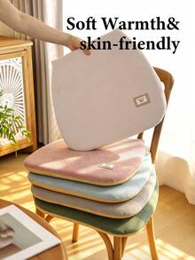 1pc Fan-Shaped Thickened Dining Chair Seat Cushion With Tie Straps Anti-Slip, Machine Washable Cover, Multiple Colors Available, 17"*18", Suitable For Solid Wood Dining Chairs, Casual Dining Stools, Study Computer Chairs, Upholstered Dining Chairs - Baby Pink - View 2
