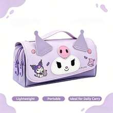 Hasbro Sanrio Kuromi Handheld Pencil Case, Large Capacity Multi Zipper Dual-Use Storage Pouch, Portable Organizer For Stationery & Cosmetics, Cute Cartoon Design, Ideal Gift For Birthday & Holiday Occasions - A - View 5
