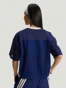 Adidas Women's TIRO TEE2 Short Sleeve Knit Collarless T-Shirt TKZ2339 - Navy Blue - View 4