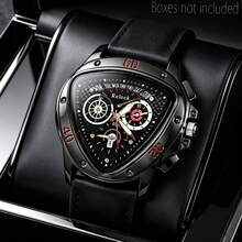 1pc Men's Triangle Shaped Quartz Watch, Fashionable Business Quartz Watch With Classic Triangle Dial And Comfortable Artificial PU Strap. Ideal Gift For Friends And Family, Also Suitable For Casual Wear During Easter (Packaging Box Not Included) - Silver - View 2
