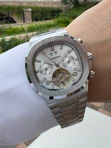 FORSINING 1pc Fashion Tourbillon Skeleton Automatic Mechanical Watch For Men Moon Phase Design Business Men Watches Top Brand Luxury Wristwatches - one-size - View 2