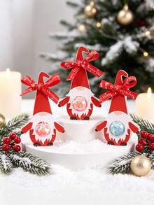 25/50pcs/Pack Christmas Gnome Snowman Candy Lollipop Cardstock Cards Party Gifts Decorations Baking Gift Box Decoration Cardstock Includes Ribbon Or String - View 6
